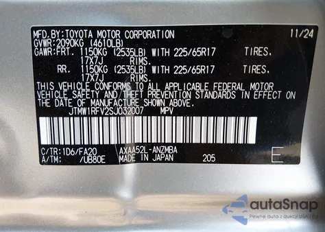 2025 Toyota Rav4 Xle z USA, uszkodzony, nr VIN JTMW1RFV2SJ032007